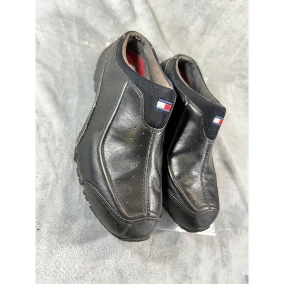 Tommy Hilfiger Shoe mens 10.5M Black Leather Slip On Sneaker Low Back - Picture 9 of 16
